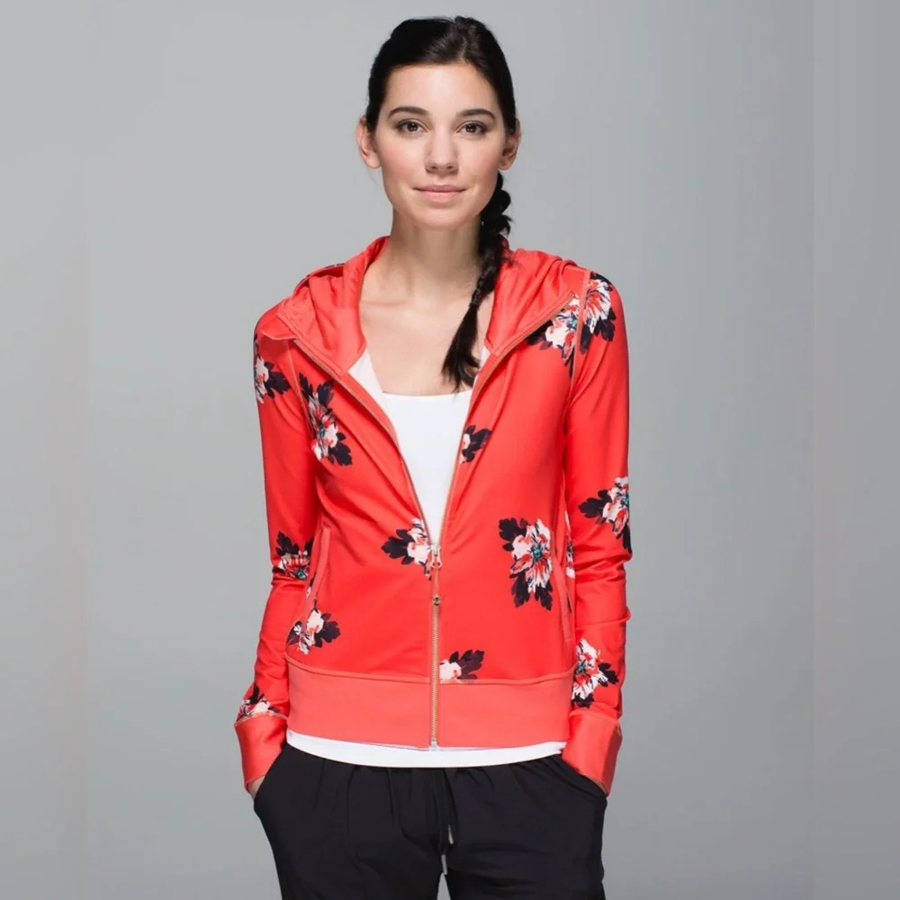 Lululemon Namaskar Hoodie Atomic Flower Parfait Pink Atomic Red Jacket Coral 2 - Picture 1 of 11